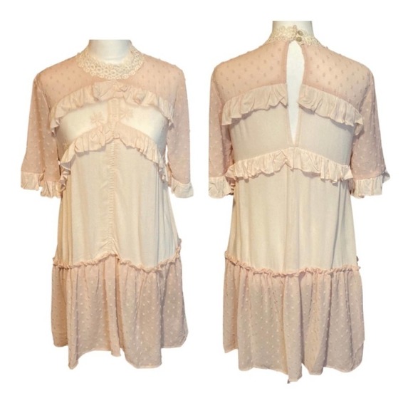 POL Blush Pink Cottagecore Mini Dress - Picture 1 of 9